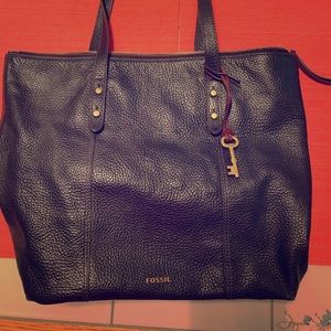 Fossil black leather handbag